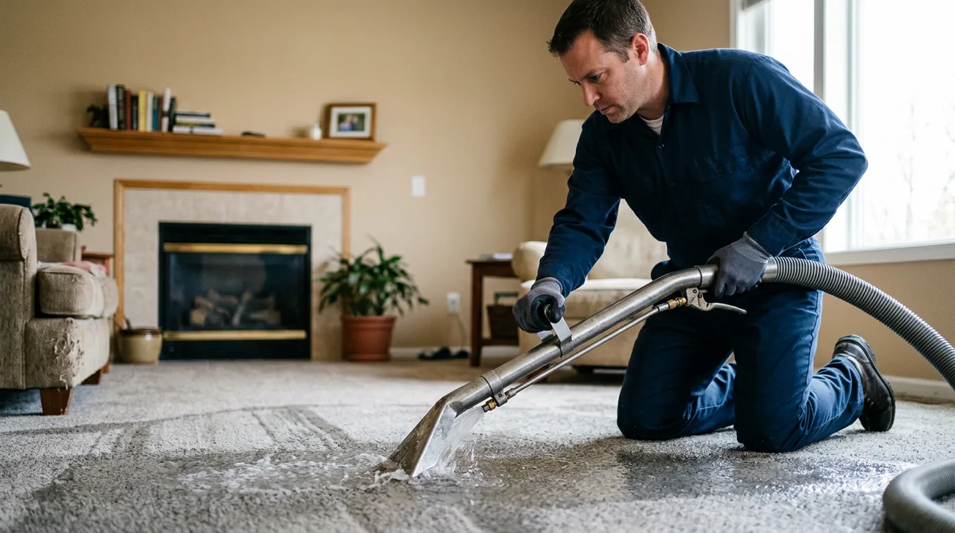 Water damage restoration technician working near Mooringsport, LA